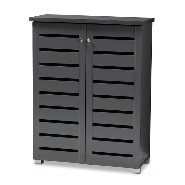 Baxton Studio Adalwin Dark Gray 2-Door Wooden Entryway Shoe Storage Cabinet 152-9170